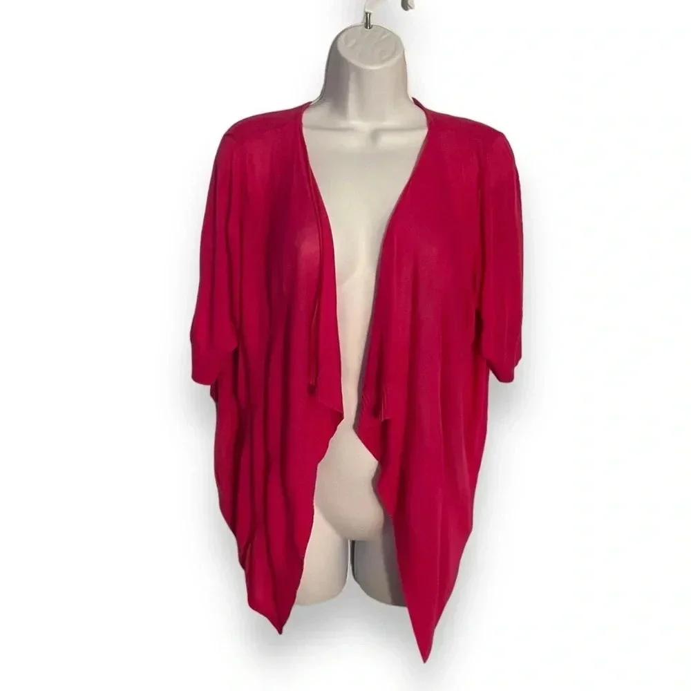 Lane Bryant Vibrant Pink Open-Front Cardigan, Plus Size 18/20 - Picture 6 of 8